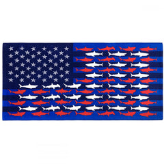 Starfish Sharks American Flag 100% Cotton Velour Beach Towels 30" x  60" (Case of 12)
