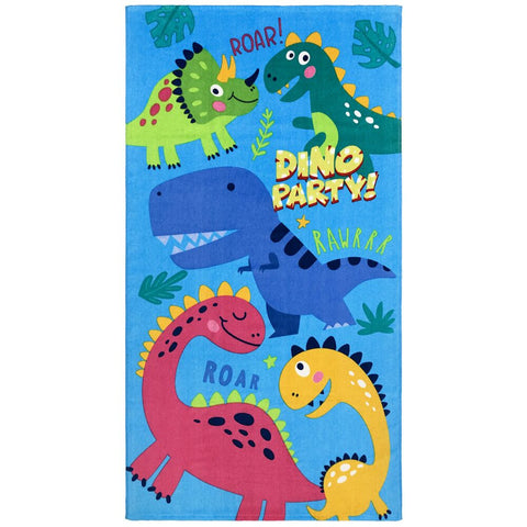 28" X 51" Dinosaurs Dino Party Velour Beach Towel 100% Cotton (Case of 24)