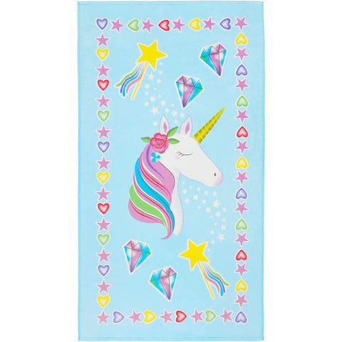 28" X 51" Unicorn Diamonds Velour Beach Towel 100% Cotton