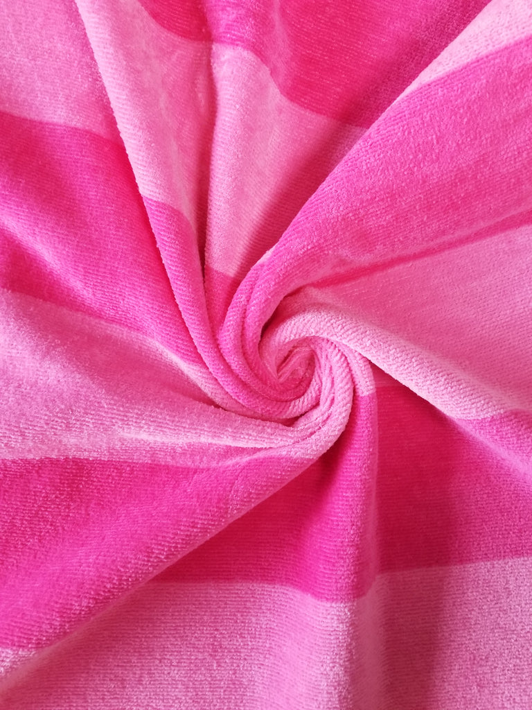 BY LORA Oversized King Size Beach Towel - 35" X 70" Terry Velour Cotton, Hot Pink, Super Absorbent Pool Towel