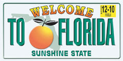 12 Florida Plate Velour Beach Towel 30 x 60 inch #0014FL