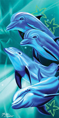 12 Happy Dolphins 0060 Beach Towel 30 x 60 Inch