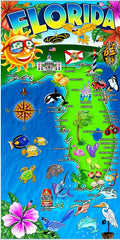 12 Hot Florida Map Velour Beach Towel 30 x 60 inch #0172