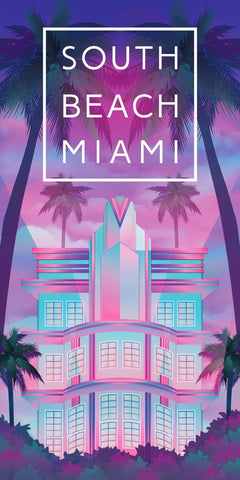South Beach Vibe 100% Cotton Velour Beach Towels 30" x  60" (Case of 12) #0199