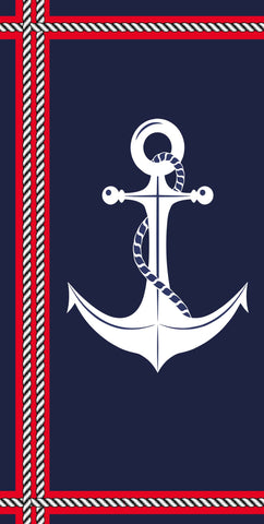 12 Red, White & Blue Anchor Velour Beach Towel 30 x 60 inch #0231