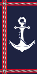 12 Red, White & Blue Anchor Velour Beach Towel 30 x 60 inch #0231