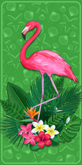 12 Flamingo Gardens Velour Beach Towel 30 x 60 inch #0276