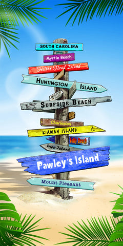 South Carolina Beach Signs 100% Cotton Velour Beach Towels 30" x  60" (Case of 12) #0291