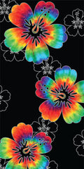 Flower Tie Dye 100% Cotton Velour Beach Towels 30" x  60" (Case of 12) #0292