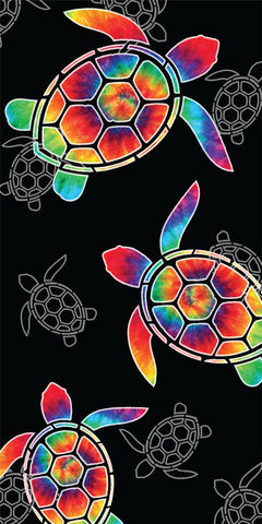 Turtle Tie Dye 100% Cotton Velour Beach Towels 30" x  60" (Case of 12) #0293