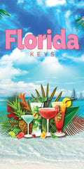 Drinks in Florida Keys/Drinks in Miami 100% Cotton Velour Beach Towels 30" x  60" (Case of 12) #0355