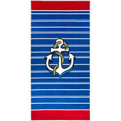 Anchors & Stripes 100% Cotton Velour Beach Towels 30"x  60" (Case of 12)