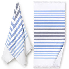 Nostalgic AF-1481 Blue Nostalgic 100% Cotton Flat Woven Terry with Fringe 36" x 70" (Case of 12)
