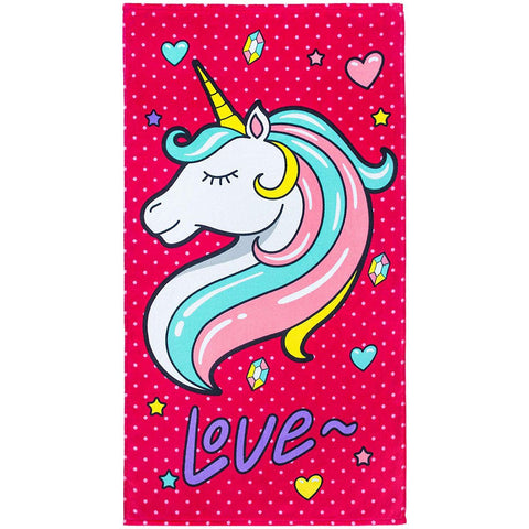 Love Unicorn 100% Cotton Velour Beach Towels 28" x 51" (Case of 12)