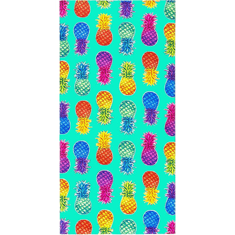 Colorful Pineapples Turquoise 100% Cotton Velour Beach Towels 30" x  60" (Case of 12)