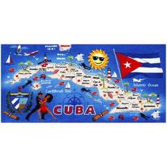 Cuba Map 100% Cotton Velour Beach Towels 30"x  60" (Case of 12)