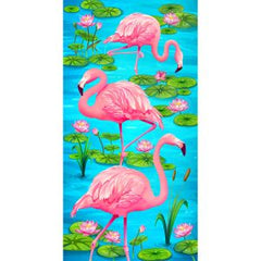 Flamingo Lotus Flower 100% Cotton Velour Beach Towels 30" x  60" (Case of 12)