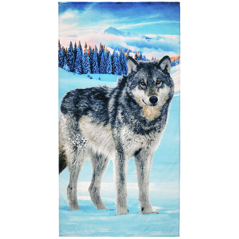 Lone Wolf 100% Cotton Velour Beach Towels 30"x 60" (Case of 12)