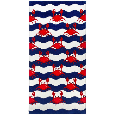 Multi Crabs 100% Cotton Velour Beach Towels 30"x  60" (Case of 12)