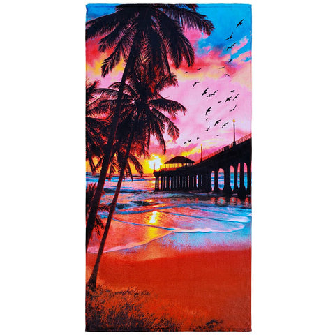 Pier Sunrise 100% Cotton Velour Beach Towels 30"x 60" (Case of 12)
