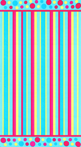 12 Stripes & Dots Turquoise 100% Cotton Terry Velour 40"x 72" Beach Towel