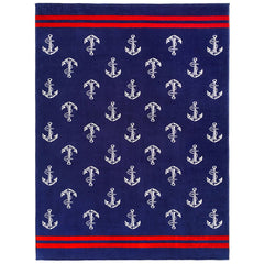 Anchors 100% Cotton Velour Beach Blanket for Two 58" x 74" (Case of 6)