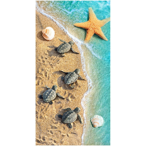 Baby Turtles 100% Cotton Velour Beach Towels 30 x 60 Inch (Case of 12)