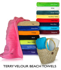 Terry Velour 100% Cotton Beach Towels 30 x 60 Inches with Tone On Tone Silk Screen Printing (CSPK 72pcs)