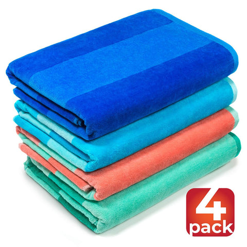 Capri Cabana Stripes Terry Velour Bath/Beach Towel 100% Cotton  (Case of 36)