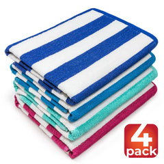 Classic Cabana Stripes Terry Bath/Beach Towel 100% Cotton 30" x 60" (Case of 48)