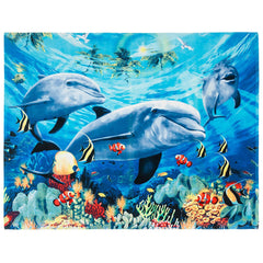 Dolphins World 100% Cotton Velour Beach Blanket 54"x 68" (Case of 12)