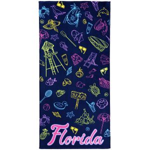 Florida Icons 100% Cotton Velour Beach Towels 30"x  60" (Case of 12)