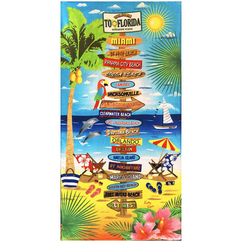 Florida Signs 100% Cotton Velour Beach Towels 30"x  60" (Case of 12)