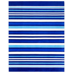 Horizontal Bold Stripes Blue 100% Cotton Velour Beach Blanket for Two 58" x 74" (Case of 6)