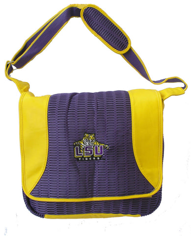 LSU Tigers Extra Large Mesh/Leather Over the Shoulder Purse 17" x 5" x 15
