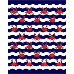 Multi Crabs 100% Cotton Velour Beach Blanket for Two 58" x 74" (Case of 6)