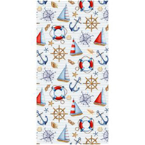 Nautical Stripes 100% Cotton Velour Beach Towels 30" x  60" (Case of 12)