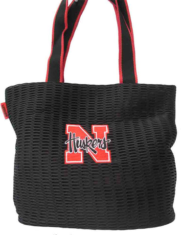 Nebraska Cornhuskers Large Mesh/Leather Tote Bag 14" x 4" x 13"