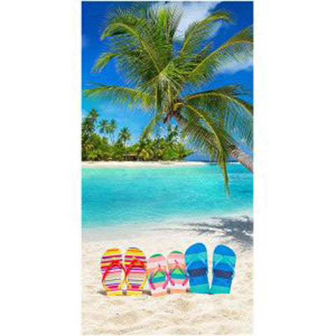 Florida Sunny Day Flip Flops 100% Cotton Velour Beach Towels 30"x 60" (Case of 12)