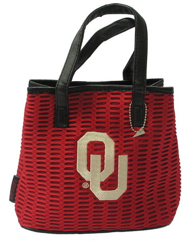 Oklahoma Sooners Mesh/Leather Purse Size 10"x 3" x 8" Creation by Alan Stuart