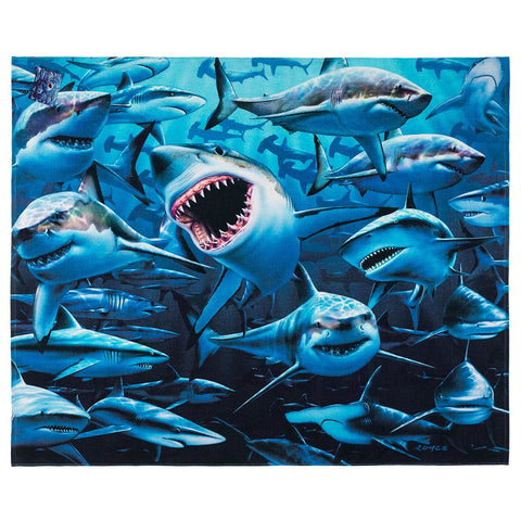 Shark Fest 100% Cotton Velour Beach Blanket 54"x 68" (Case of 12)