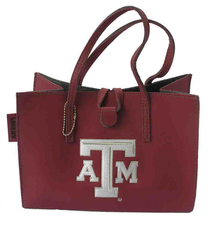 Texas A & M Aggies Small Leather Tote Bag 9" x 3" x 9"