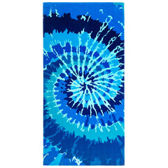 Colorful Tie Dye Blue 100% Cotton Velour Beach Towels 30" x 60" (Case of 12)