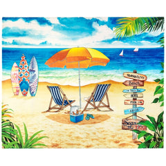 Tranquility Seas the Day 100% Cotton Velour Beach Blanket 55"x 68" (Case of 12)