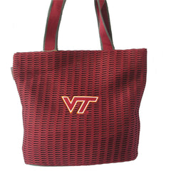 Virginia Tech Hokies Large Mesh/Leather Tote Bag 14" x 4" x 13"