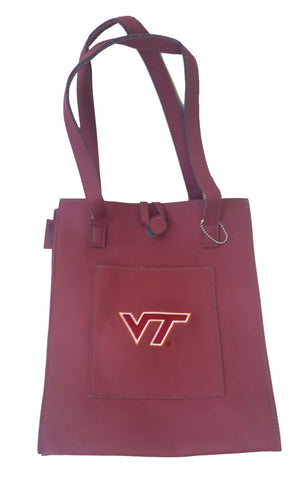 Virginia Tech Hokies Large Leather Tote Bag 10" x 4" x 12"