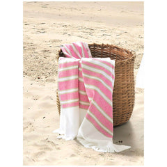 Nostalgic AF-1468 Pink 100% Cotton Flat Woven Terry with Fringe 36" x 70" (Case of 12)
