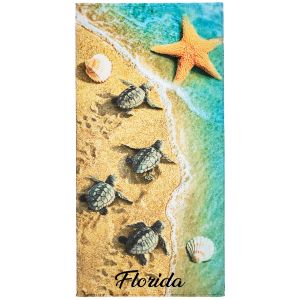 Florida Baby Turtles 100% Cotton Velour Beach Towels 30" x 60" (Case of 12)