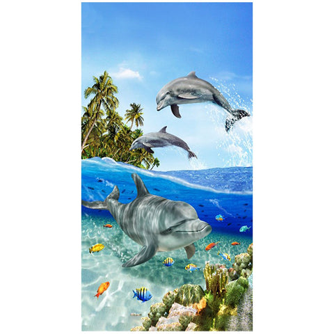 Dolphins Paradise 100% Cotton Velour Beach Towels 30"x 60" (Case of 12)