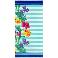 Floral & Stripes 100% Cotton Velour Beach Towels 30" x 60" (Case of 12)